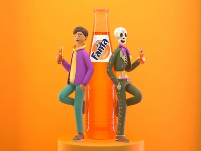 Día de muertos 3d c4d character dayofthedead design diademuertos fanta friends illustration render skull