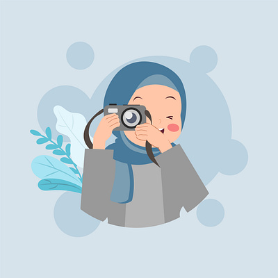 Fotografer kids women is a muslimah illustration cartoon cute design fotografer graphic design happy illustration islamic islamic cartoon islamic foto moslem muslimah