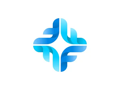 F+ medical logo blue brand identity branding gradient hospital icon icons letter f logo logo design medic medical logo origami logo plus red cross simple logo ui