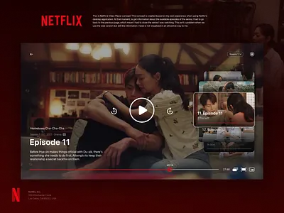 Netflix Video Player app app ui desktop netflix stream ui ui design video player vod web design