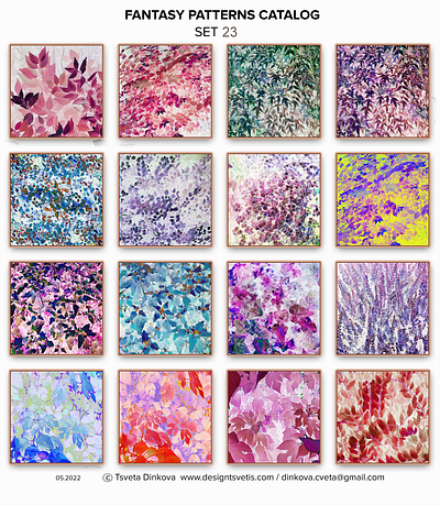 Patterns Catalog, Set 23 Floral Design ama amazing artprint artwork beautiful botanic branches catalog colorful floral design ge gorgeous leaves paintings pattern petals photography