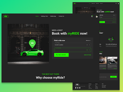 Ride Service Provider Website branding car service design homepage ride service typography uber ride ui uiux uiux design ux web app website design