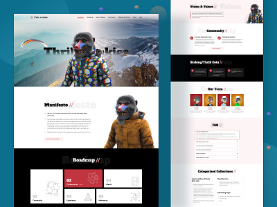 Thrill Junkies - NFT Landing Page Design bitcoin blockchain clean creative creative design crypto crypto ui cryptocurrency design ethereum landing page landing page design modern nft nft landing page trading trending ui uiux website design