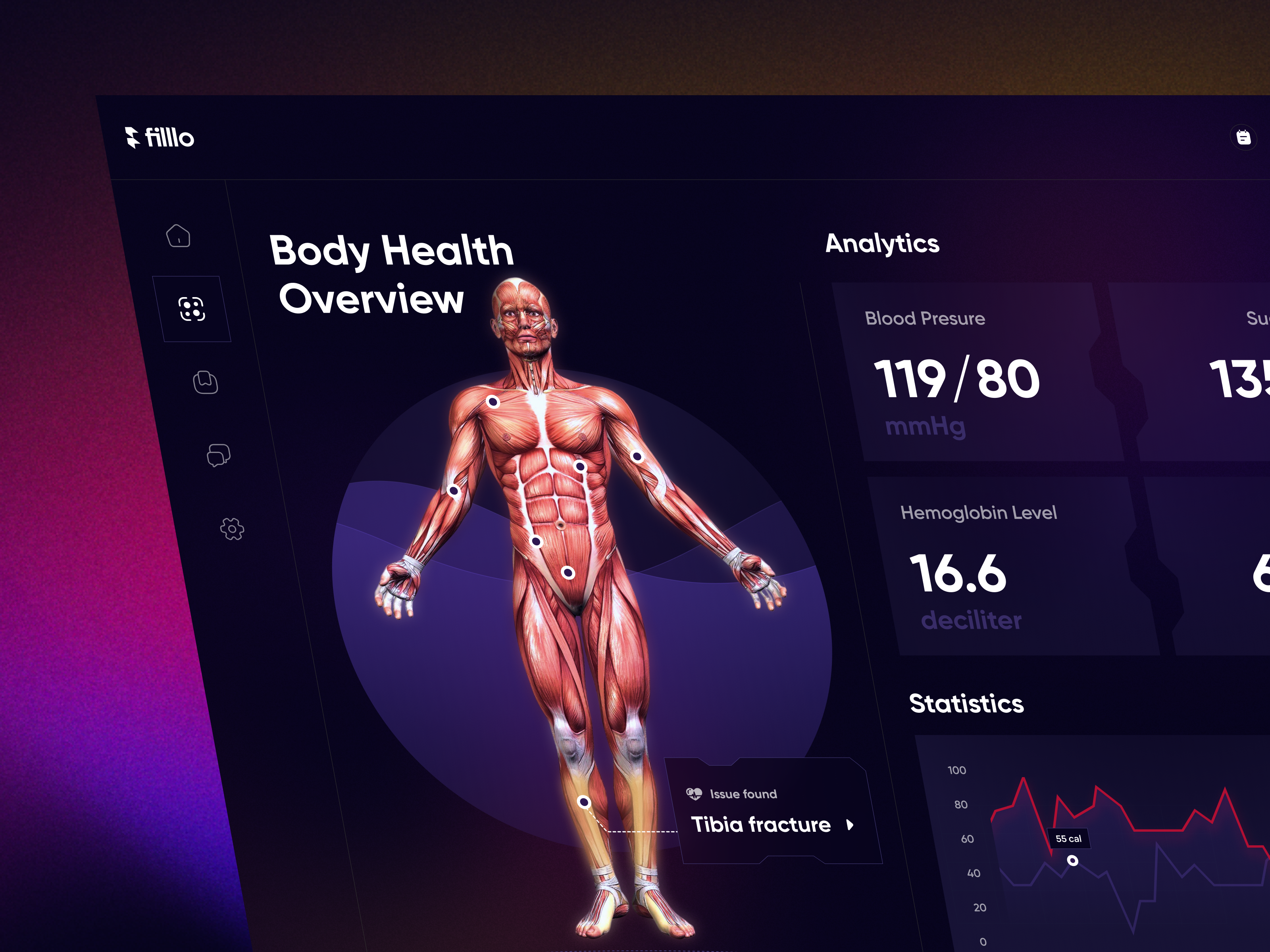 Health Dashboard UI analytics care dashboard dashboard ui doctor emr health health app health dashboard healthcare human medical medical app medicine statistics tracker ui user experience user interface web app