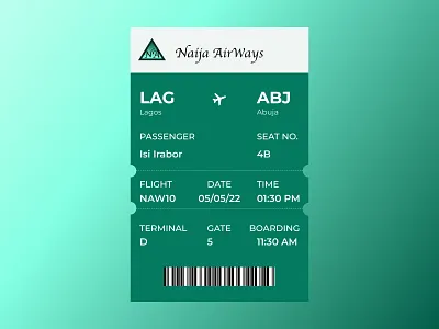 Daily UI Challenge: Boarding Pass design ui ui design uiux ux