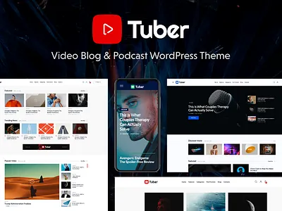 Tuber - Video Blog & Podcast WordPress Theme blog business design illustration logo web design webdesign wordpress wordpress theme wordpress themes