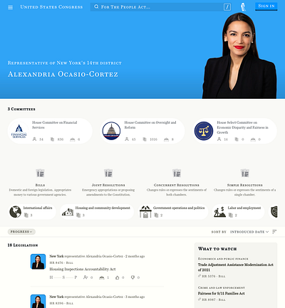 AOC Profile Page app design ui web