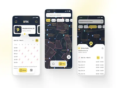 DTEK - mobile app for informing about power outages map mobile app outage power schedule ukraine