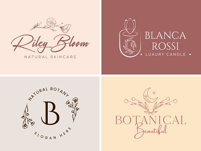 Botanical Floral element Hand Drawn Logo design template beauty boho botanical logo brand identity branding candle logo cosmetics design feminine floral logo flower hand drawn icon lights logo nature photography logo sign skin care vector