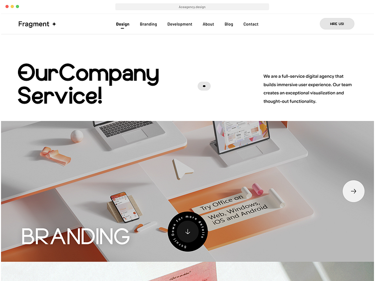 Fragment Design Agency Portfolio Page by Amir Baqian for Ace Design