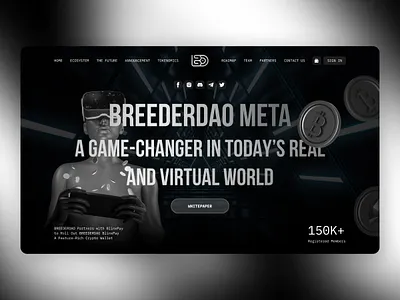 Metaverse concept 3d bitcoin black coin concept crypto ethereum future game girl illustration meta metaverse nft token ui uiux ux virtual world woman