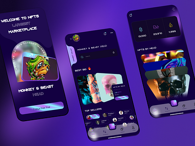 NFT mobile app ui best uxui dark mood nfts dark nfts ui nft mobile app nft ui nft uxui nftuxui uxui