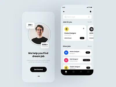 Job Finder App Design 3d animation branding design graphic design illustration india light mode logo minimal motion graphics travel typography ui uidesign