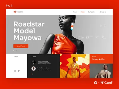 Modeling agency landing page animation branding graphic design ui