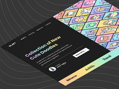 NFT landing page 3d animation branding doodle graphic design hero landing page logo market place motion graphics nft nft landing page ui web web design