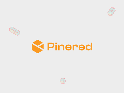 Pinered - Horizontal logo acorn brand branding build building identity lego logo marketing messaging p realestate square tetris typography