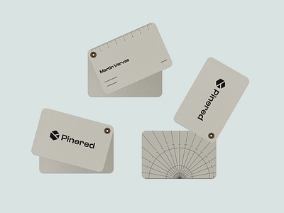 Pinered - Business cards brandbook branding business card card cardboard clean degrees illustration measure swag