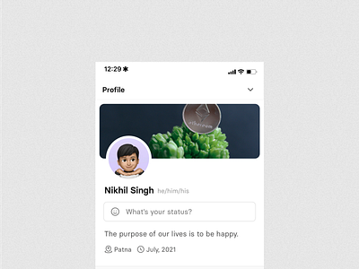 Profile x Status app design clean clean ui design dribbble ios app design minimal profile profile page profile screen profile ui responsive design ui uidesign user user screen