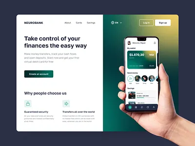 Landing page for banking app app bank banking design desktop figma finance landing ui web