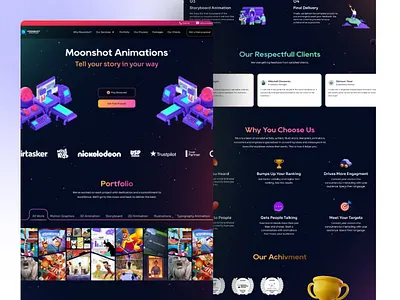 Moonshot Animation | Website app design daily challange design illustration ui ui app ui designer uidesign uiux userinterface web design website