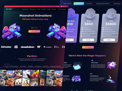 Moonshot Animations Studio app design daily challange design ui ui designer uidesign userinterface
