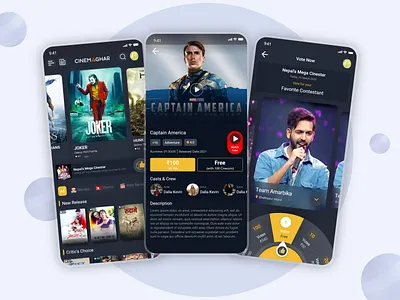 Cinemaghar - Movies Streaming App concept app design app mobile app ui cinema clean ui creative design entertainment ios app mobile app mobile design mobile ui movie app streaming app ui design uidesign uiux user experience user interface ux