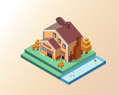 Fishhouse illustration illustrator isometry vector