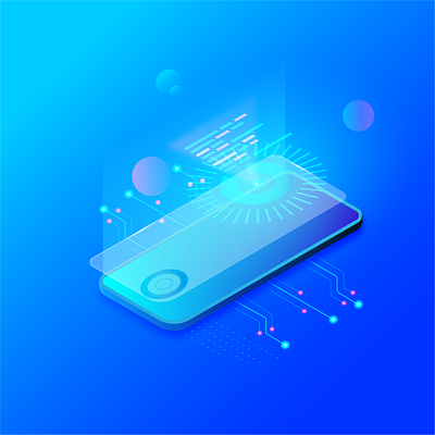 Smartphone with future technologies design graphic design illustration isometry smartphone vector