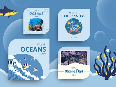 Canva Template Ocean Blue brand branding canva creative canva design canva template design graphic design illustration instagram template ocean day ocean template oceand social media template template design