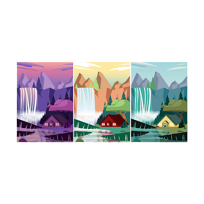 Landscape in three palettes illustration illustrator landscape vector