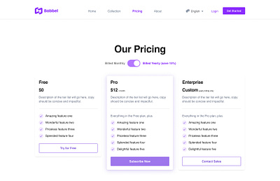 Pricing Plan Options graphic design landing page pricing options pricing plan ui uiux ux design web design