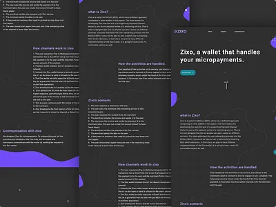 Zixo's landing page blockchain dark landing ui