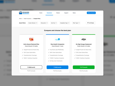 Insurance Plans Compare Page app ideas dailyui design illustration logo ui ui ideas ui inspiration user interface ux