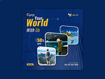 Travel Social Media Banner banner design billboard branding brochure design flyer graphic design logo roll up banner social media banner travel ui