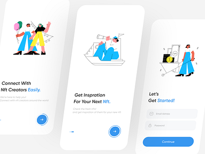 🖼 Nft Community - Onboarding app bitcoin blue btc clean clean ui crypto design illustration login minimal mobile mobile app onboard onboarding onboarding screen ui ui design ui onboarding ux