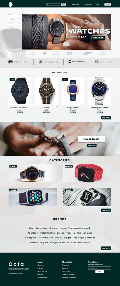 Octa home page graphic design ui