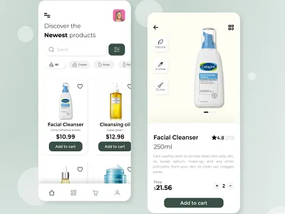 Beauty Product mobile app UI app application beauty app branding clean cosmetics mobile app creative ecommerce mobile app ui ecommrce mdgrpias minimal mobile mobile app online shop app product design skin care app trending ui unique ux