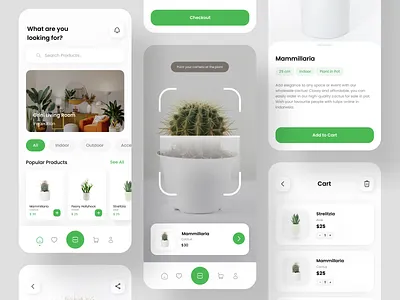 Grini - Plant Shop Mobile App app app design ecommerce shop app mobile mobile app mobile app design plant plant app plant shop app scan shop app ui uiux ux