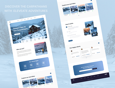 Landing Page for Hikes, Trips & Adventures. branding carpaathian design hiking landingpage mountains trips ui ux webdesign winter