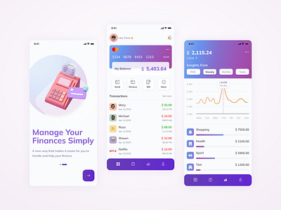 Finance App app app design application bank acount bank app banking banking app finance app financial financial app fintech fintech app money management product design ui ux