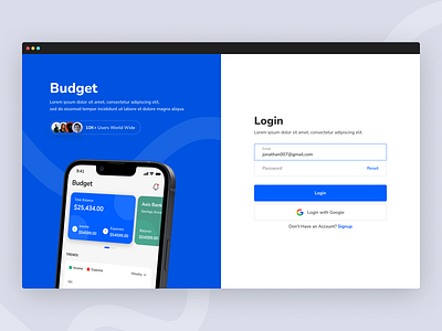 Budget Login Page clean creative design login minimal ui ux web