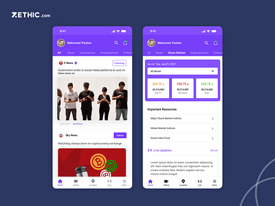 News and Article App app design design mobile app newsapp ui user interface uxui zethicstudio zethictech
