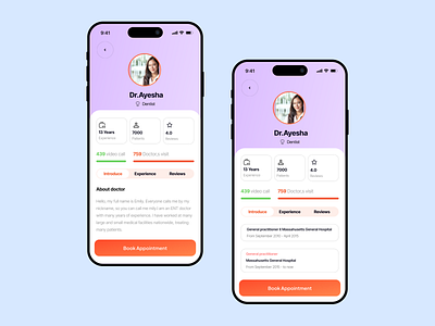 Doctor Appointment App advance ui clear ui datail page doctor app doctor app design doctor appointment appp figma minimal design modern ui modern ui design profile profile page ui uiux user friendly design