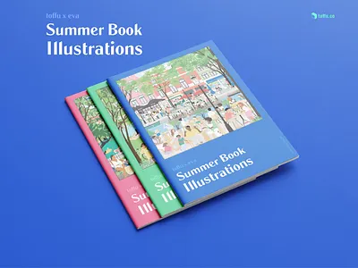 Summer Book Illustrations adobeillustrator ai character design design flatvector graphic design illustration magazinecover picnicscene poolscene urbanscene vectorprint