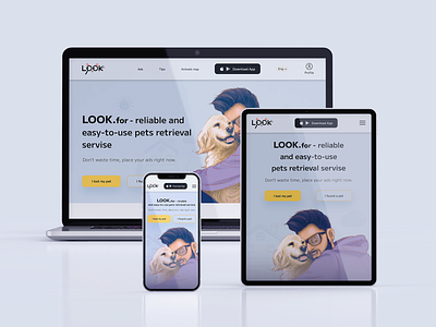 Design of Web service Look.for (search for lost animals) design digital illustration graphic design illustration landing page logo photoshop ui web design web service
