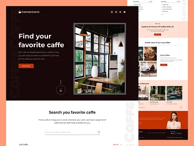Coffee cafe website landing page design cafe cafe ui design chocolate coffee coffee product coffee shop e commerce food home page interface krishs design station landing page product design tea ui ux web design web template website website design
