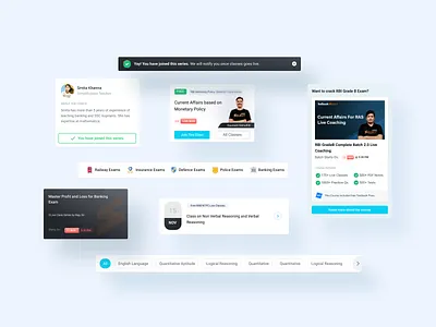 MasterClass Components app app design branding cards class components design edtech components exam app online education study teacher testbook toasts ui ui design ux web web design website design