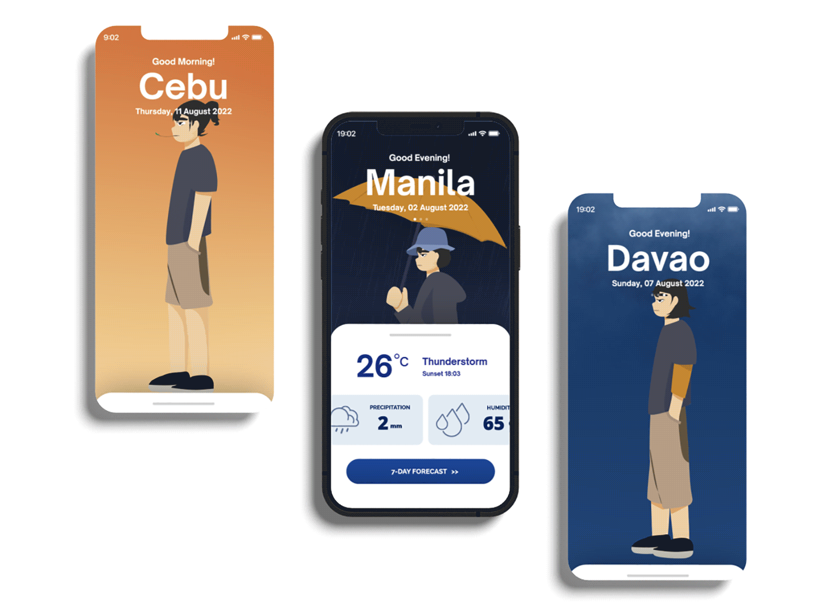 Mobile Weather App Design animation app design illustration mobile ui ui design weather app