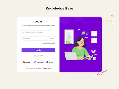 Login Screen flat ui design knowledge base login login ui design ui ui ux ui design