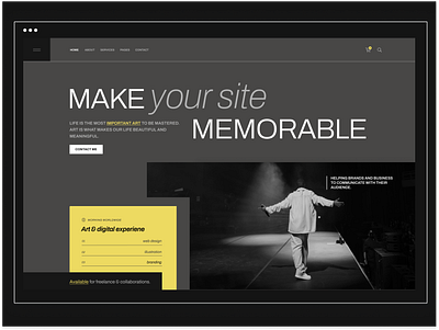 Designer portfolio landing page web concept art artist creative landing minimalist portfolio trendy typography webdesign website design
